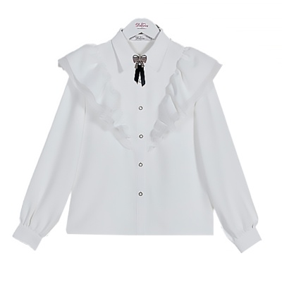 Блузка школьная с длинным рукавом для девочки Deloras C63494-25 белая 1